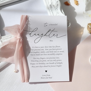 luxury personalised 1st birthday card daughter, personalised 1st birthday card daughter, 1st birthday daughter poem card, handmade, op-76