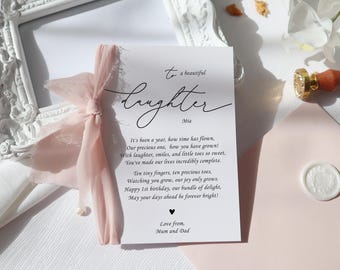 luxury personalised 1st birthday card daughter, personalised 1st birthday card daughter, 1st birthday daughter poem card, handmade, op-76