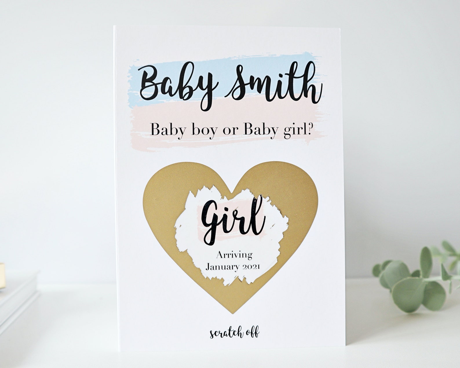Gender Reveal Card Gender Reveal Scratch Card Gender Reveal Etsy UK
