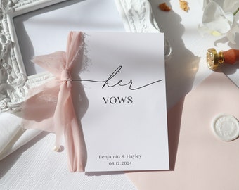 his and her vows card, her vows card, Wedding Vows Card, His & Hers Vow Card, personalised vows card, personalised wedding vows card, op-95