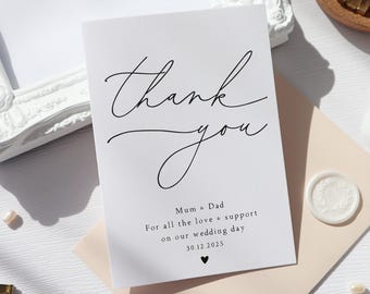 carte de remerciement de mariage pour les parents, carte de maman et papa le jour de mon mariage, à ma mère le jour de mon mariage carte de mariage, carte de mariage de maman et papa, op78