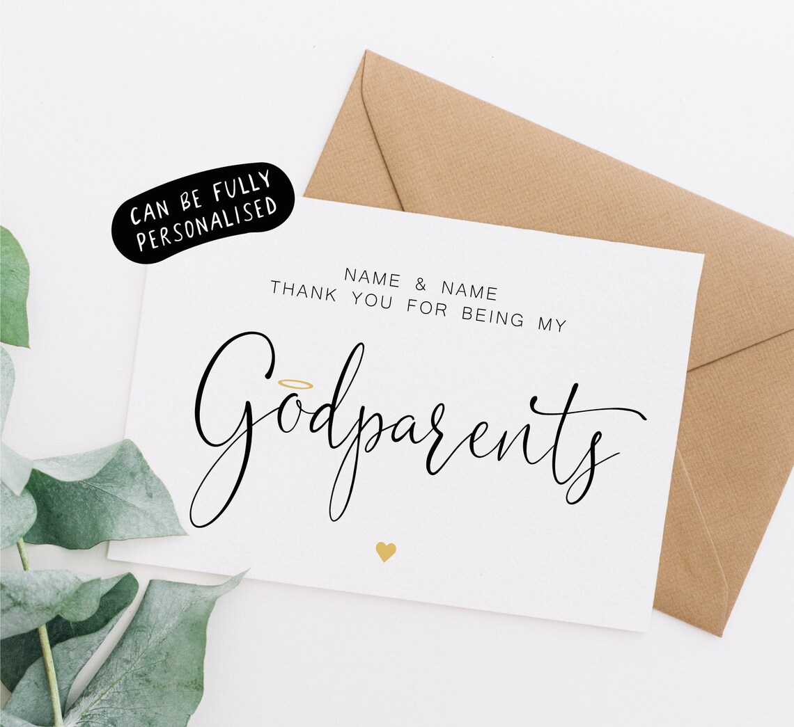 thank you for being my godparents card personalised thank