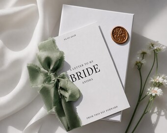 Wedding Letter to Bride Card, personalised wedding day letter, to my bride card, wedding day card, to bride from groom, love letter, SG06
