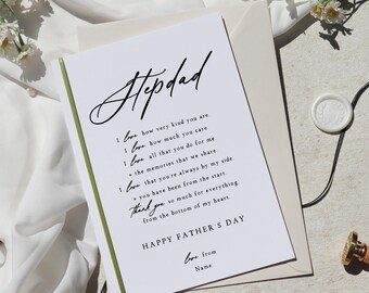 Stepdad Father's Day Card, Personalised Father's Day Gift for Stepdad, Card from Stepdaughter, Card from Stepson, Card for Bonus Dad, RB-116