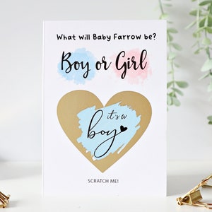 gender reveal card, gender reveal scratch card, gender reveal ideas, gender reveal decoration, gender reveal boy card, gd01.