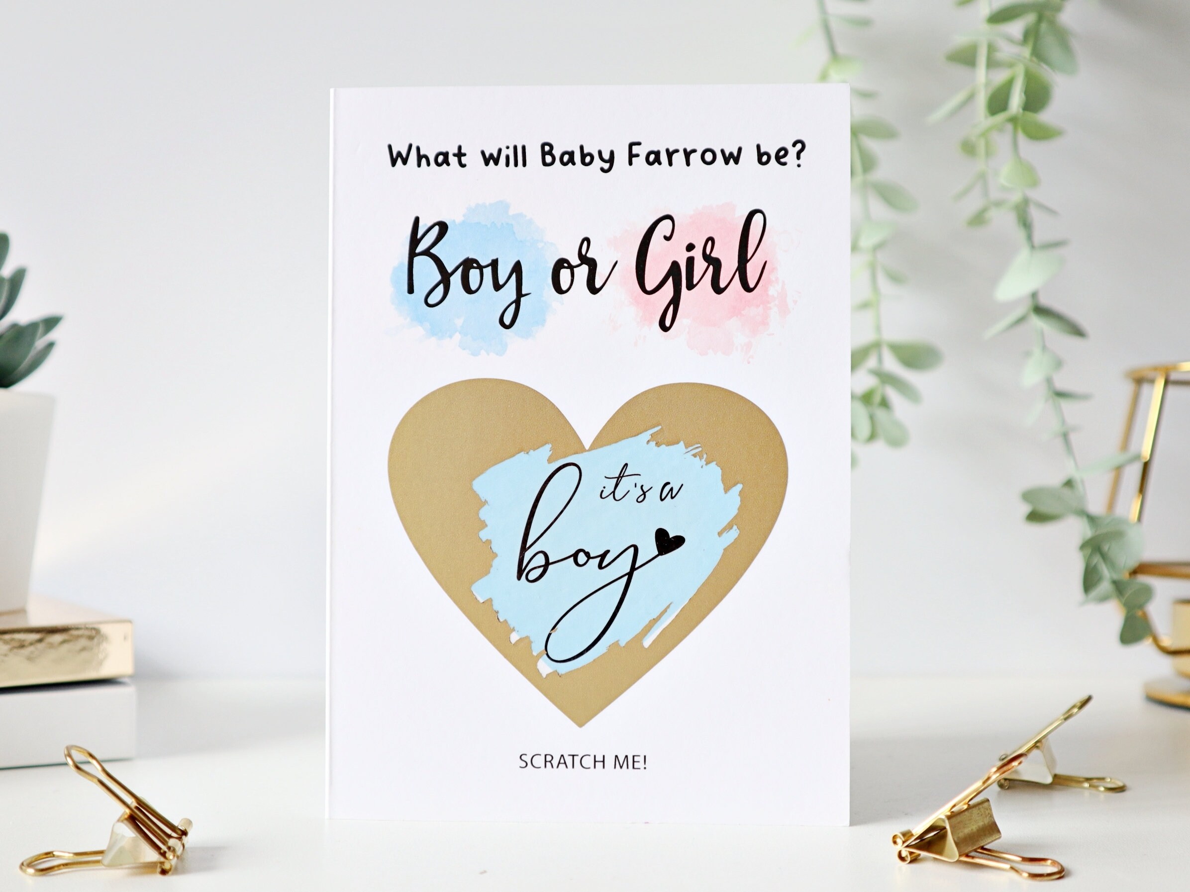 Gender Reveal Card Gender Reveal Scratch Card Gender Reveal Etsy UK