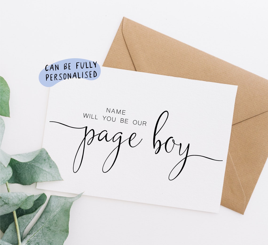 Page Boy Proposal Card Personalised Page Boy Card Will You Etsy