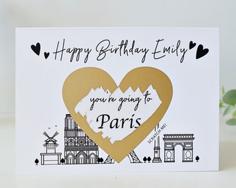 birthday scratch card, you're going to paris card, birthday scratch and reveal, birthday holiday card, birthday scratch off card, BS3