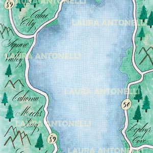 Printable Lake Tahoe Watercolor Map for Wedding Invitations. - Etsy