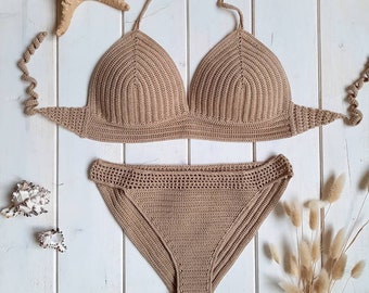 Crochet swimsuit, crochet swimwear, crochet bikini, festival lingerie, crochet bathing suits, crochet beige bikini