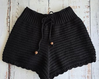 Crochet High-Waist Shorts: Knitted Boho Beachwear