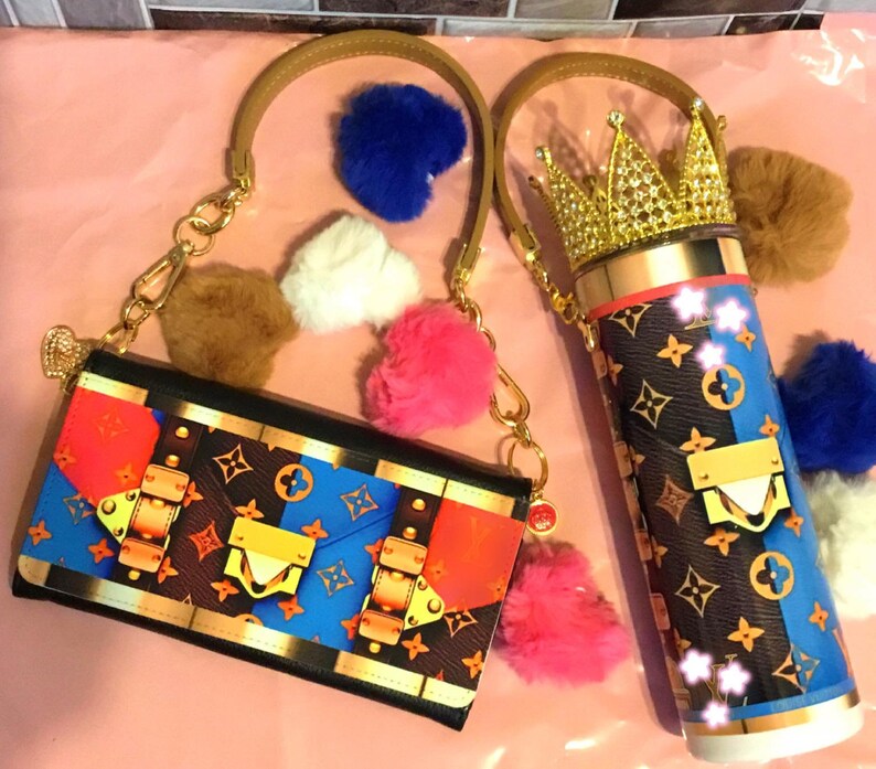 Clutch purse tumbler Set Brown & Pink