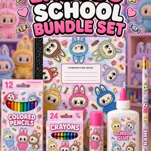 Personalized School Supplies Bundle | Custom Backpack Set | Composition Notebook, Pencil Box, Tumbler, Folder | Back to School Gift