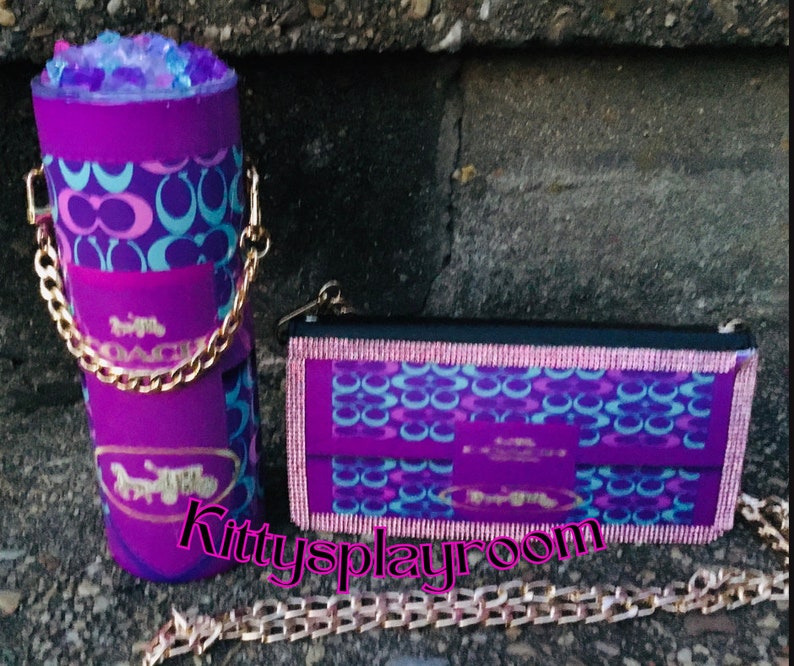 Clutch purse tumbler Set Purple