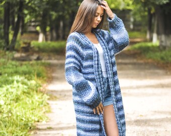 knitted women mohair cardigan, very pretty and casual cardigan, handmade work