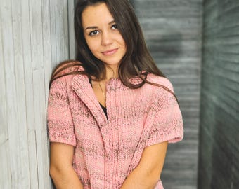 knitted women mohair cardigan, very pretty and casual cardigan, handmade work