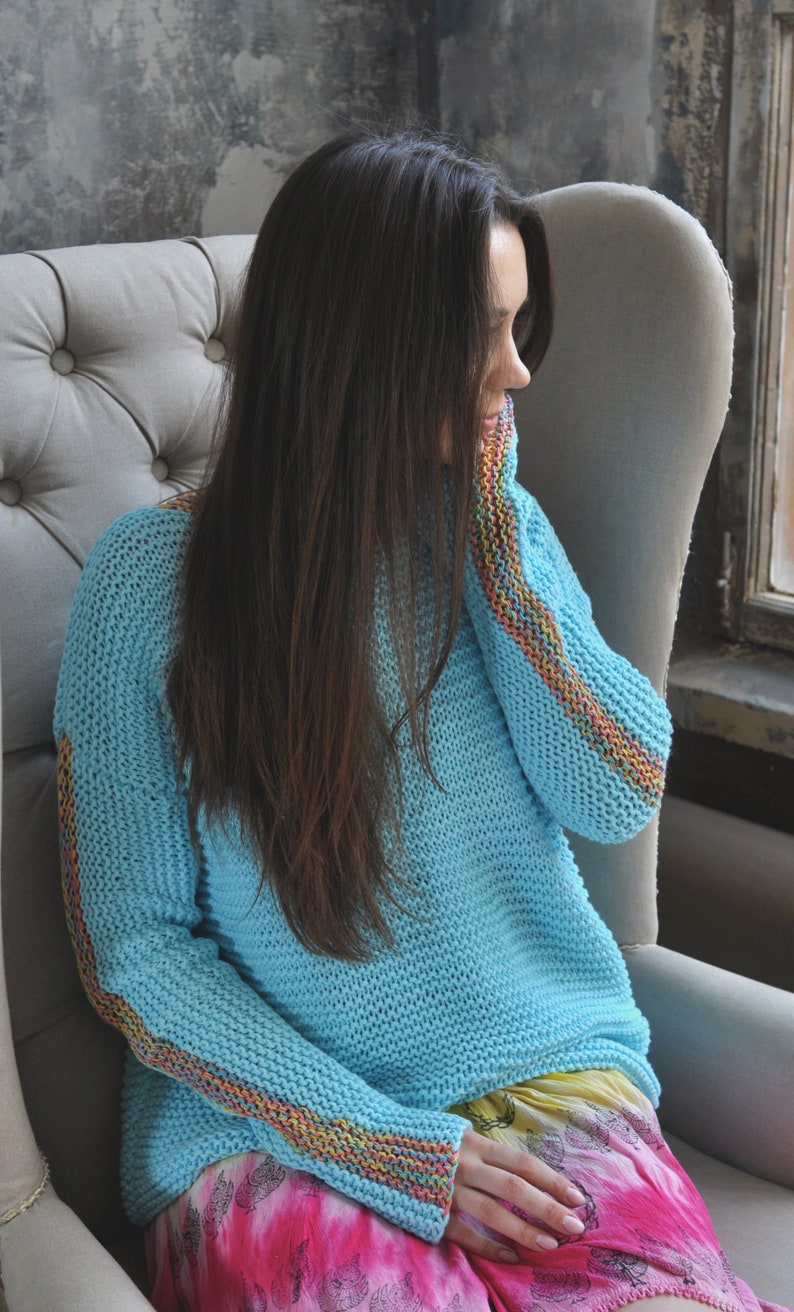 Women knitted sweater oversize model handmade work cotton air | Etsy