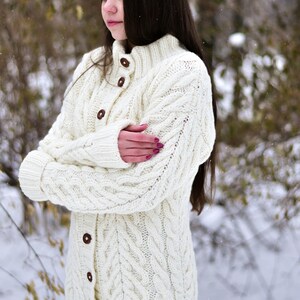 Woman Knitted Winter Jacket White Color Handmade Work | Etsy