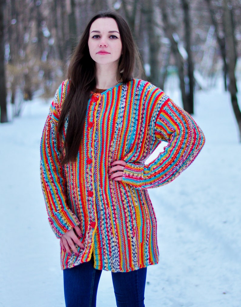  Women  knitted cardigan  multicolor  women  merino handmade 
