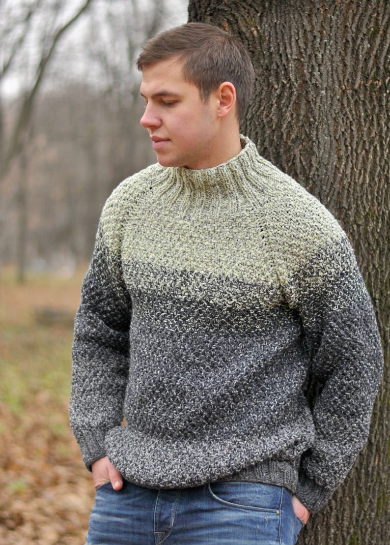 Knitted a men s sweater  Very delicate and pleasant to the 