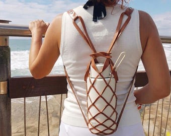 Vegan Leather Water Bottle Bag for Frank Green, Adjustable Crossbody Drink Carrier