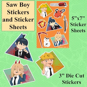 Boy and Saw Stickers and Sticker Sheets