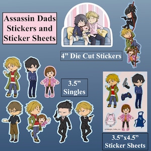 Assassin Dads Chibi Vinyl Stickers