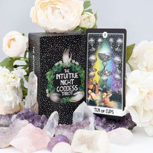 SPECIAL GILDED EDITION: The Intuitive Night Goddess Tarot Deck - Intuitive Tarot Goddess Tarot Rainbow Tarot Collage Tarot Vintage Tarot
