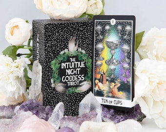 SPECIAL GILDED EDITION: The Intuitive Night Goddess Tarot Deck - Intuitive Tarot Goddess Tarot Rainbow Tarot Collage Tarot Vintage Tarot