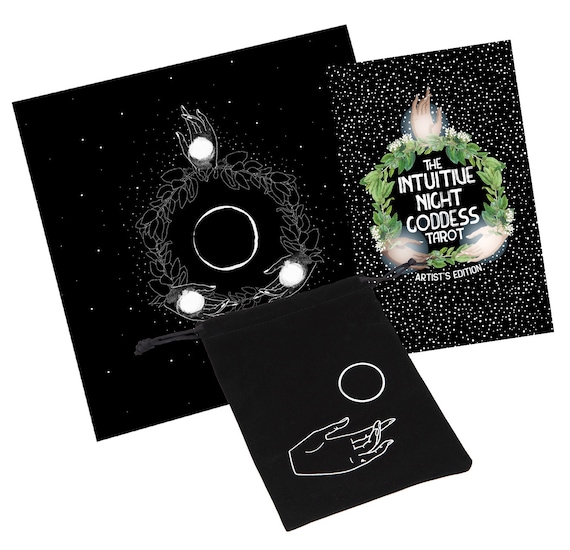 GILDED TAROT PACKAGE: The Intuitive Night Goddess Tarot Deck, Pouch, and Altar Cloth