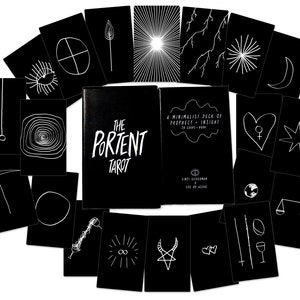 The Portent Tarot : Minimalist Tarot Black and White Tarot Gothic Tarot Black Tarot Advanced Tarot Goth Tarot Dark Tarot Pip Tarot Gilded