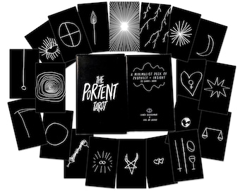 The Portent Tarot : Minimalist Tarot Black and White Tarot Gothic Tarot Black Tarot Advanced Tarot Goth Tarot Dark Tarot Pip Tarot Gilded