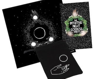 The Intuitive Night Goddess Tarot NON-GILDED Package (Deck, Pouch, Cloth)