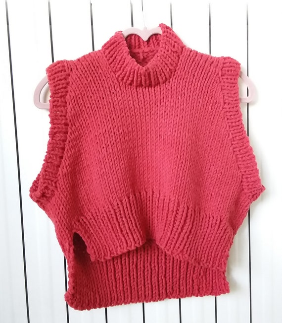Gilet donna in maglia color corallo fatto a mano ai ferri | Etsy Italia