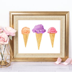 Ice Cream Cones 8x10 Party Printable, Instant Download, Ice Cream Decor, Ice Cream Birthday Party Sign, Ice Cream Parlor, Dessert Table Sign