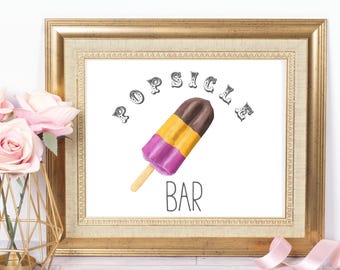 Popsicle Bar 8x10 Party Printable, Instant Download, Dessert Poster, Popsicle Birthday Party Sign, Popsicle Stand Sign, Dessert Sweets Table