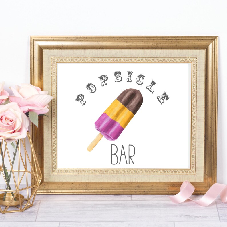 Popsicle Bar 8x10 Party Printable, Instant Download, Dessert Poster