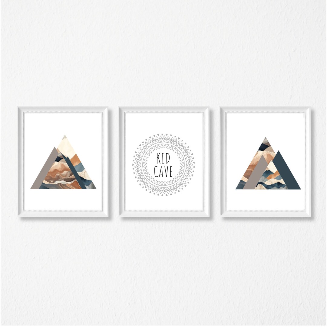 Kid Cave Wall Art Printables, 3 Set of Prints, Boho Nursery Kids Room ...