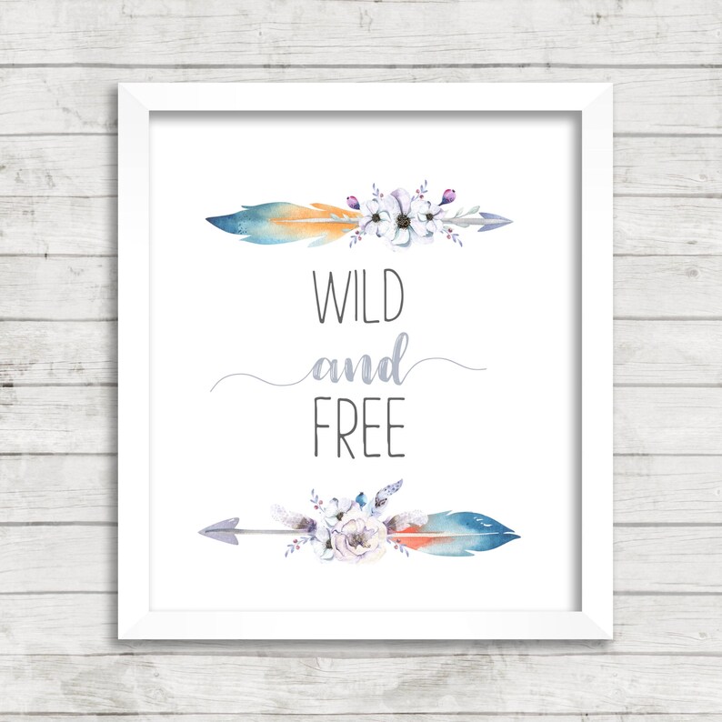 Wild and Free Boho Tribal 8x10 Wall Printable Instant Etsy