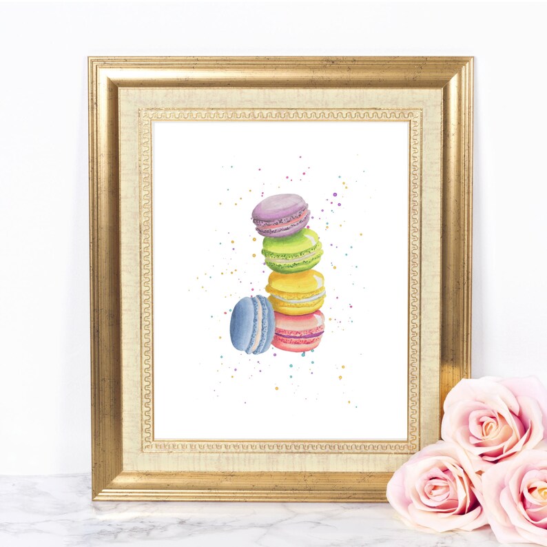 Macarons Let's Party 8x10 Printable, Instant Download, Birthday Poster Sign, Dessert Party Decor, Dessert Table Sign, Sweets Birthday Print image 1