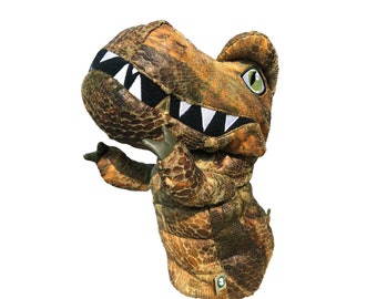 T-Rex Golf Driver Head Cover: Plush Dinosaur, Handmade in Korea
