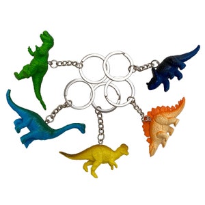 5 Pcs Dinosaur Key Rings with Mini Figures for Kids