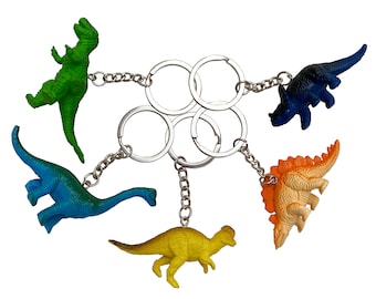 5 Pcs Dinosaur Key Rings with Mini Figures for Kids