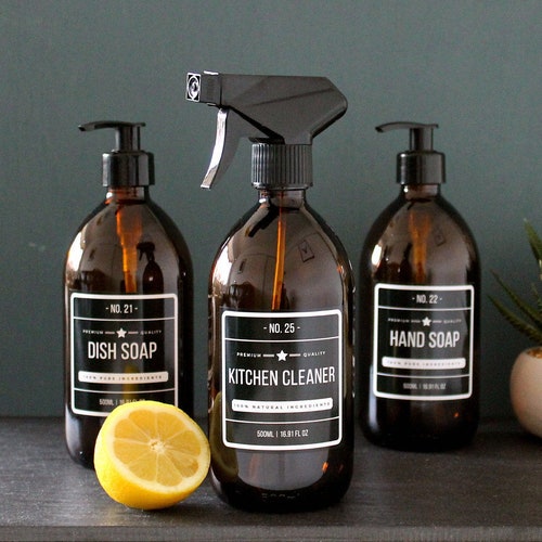 Vintage Style Amber Glass Kitchen Essentials Dish Soap Etsy