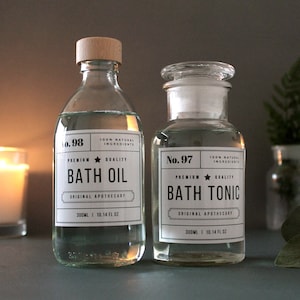 Olio da bagno in vetro trasparente ricaricabile, bottiglia di tonico: stile vintage da farmacia