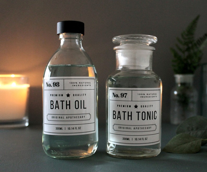 Refillable Clear Glass Bath Oil Bottle Bath Tonic Apothecary - Etsy