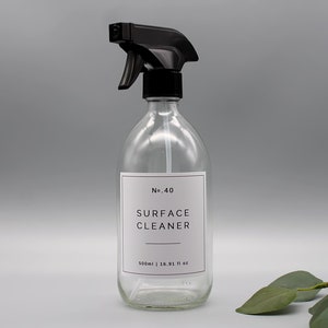 Botella dispensadora de vidrio transparente para cocina: jabón de manos, lavavajillas y limpiador de superficies - 500 ml Surface Cleaner
