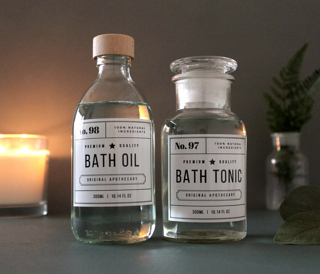 Refillable Clear Glass Bath Oil Bottle | Bath Tonic Apothecary Jar With ...