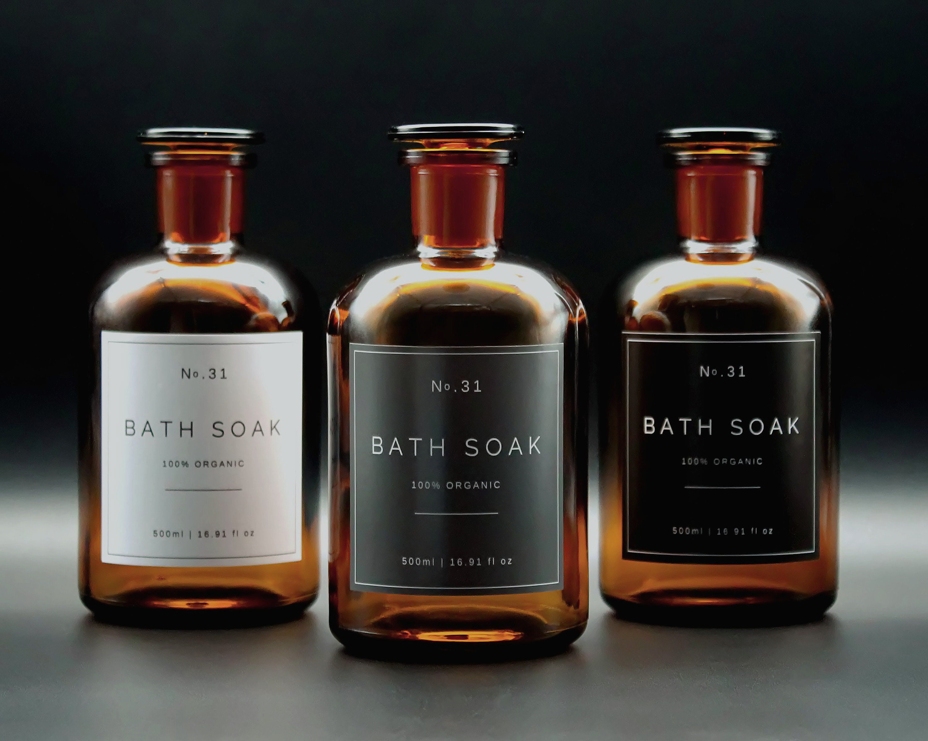 Amber Glass Bath Soak Jar: Refillable Apothecary Style (500ml)