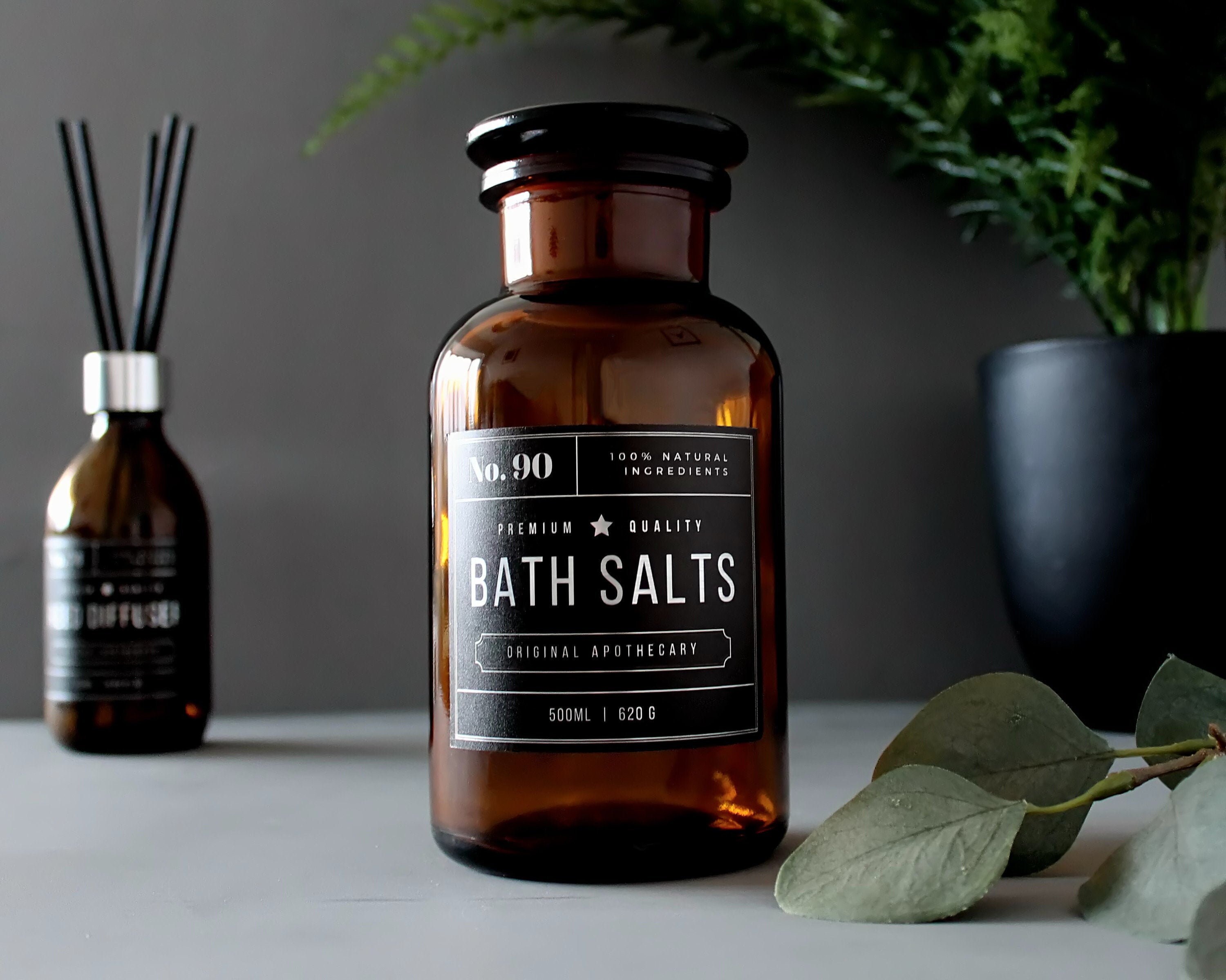 Vidrio ámbar boticario baño sales jarra 500ml / 16oz con plata | Etsy